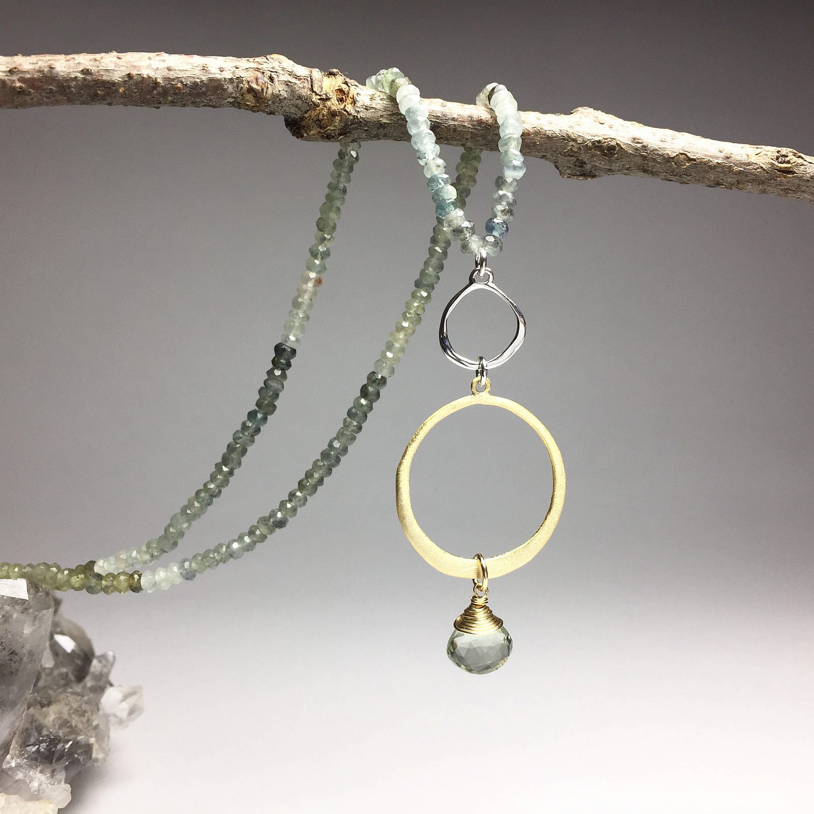 Small Organic Round Frame Toggle Brushed 14kt Gold Vermeille Amoracast - Pendants Charms - Image 10