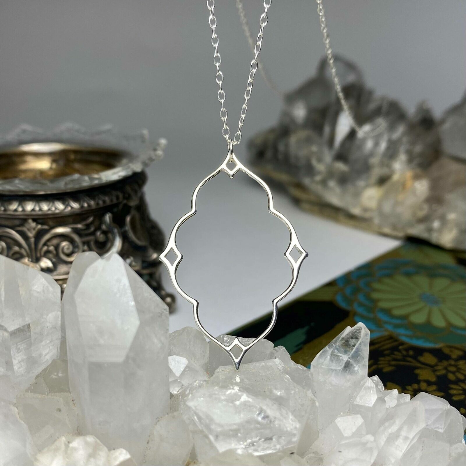 Large Diamond Nimbus Frame Sterling Silver .925 Amoracast - Connectors Pendants - Image 2