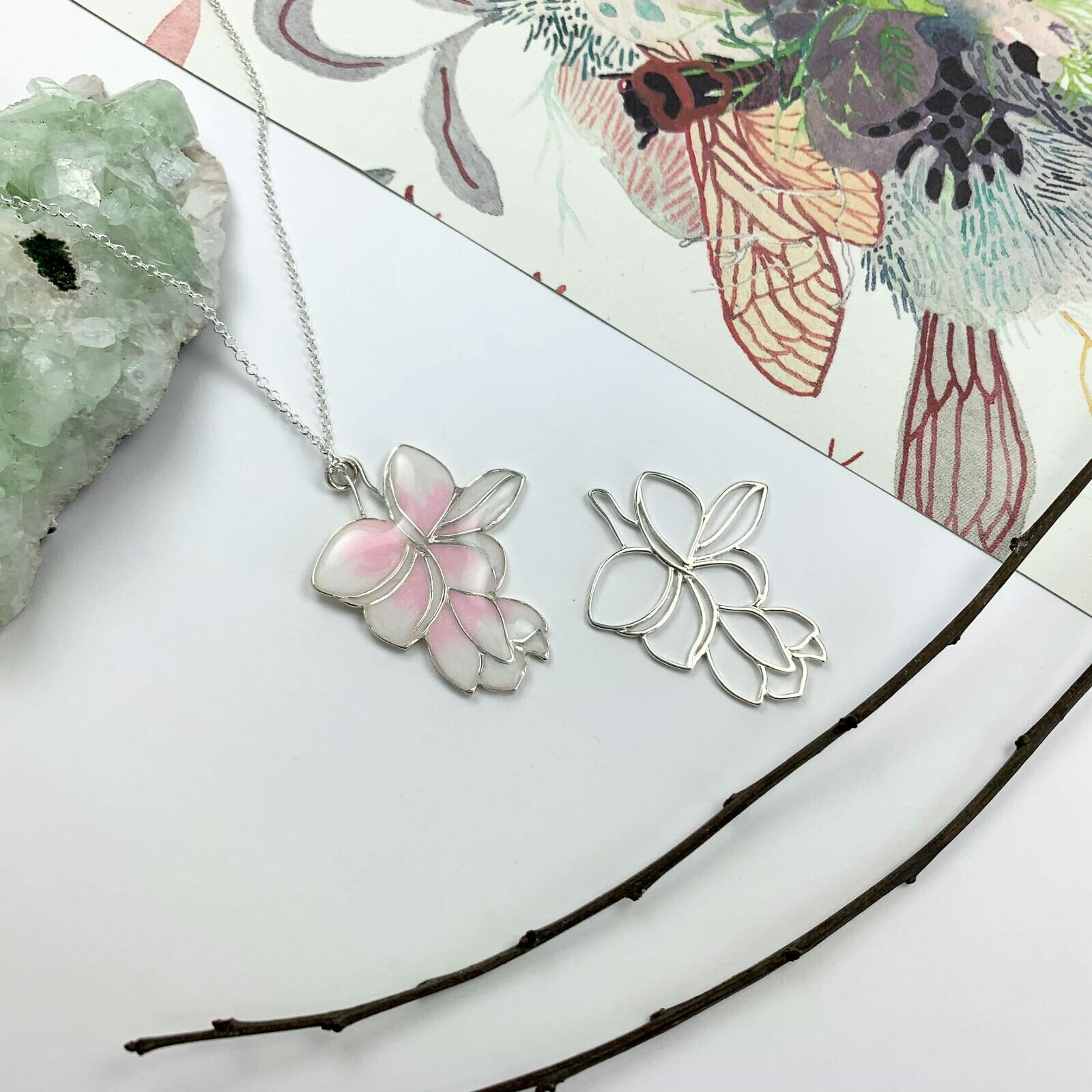 Hawaiian Plumeria Flowers Sterling Silver .925 Amoracast - Pendants Charms - Image 3
