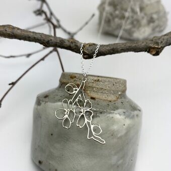 Alternative view of Large Cherry Blossom Flower on Branch Sterling Silver .925 Amoracast - Connectors Pendants