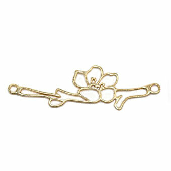 Cherry Blossom Flower on Branch Brushed 14kt Gold Vermeille Amoracast - Connectors Pendants
