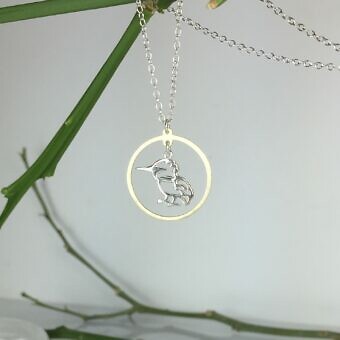 Alternative view of Circle Frame Brushed 14kt Gold Vermeille Amoracast - Pendants