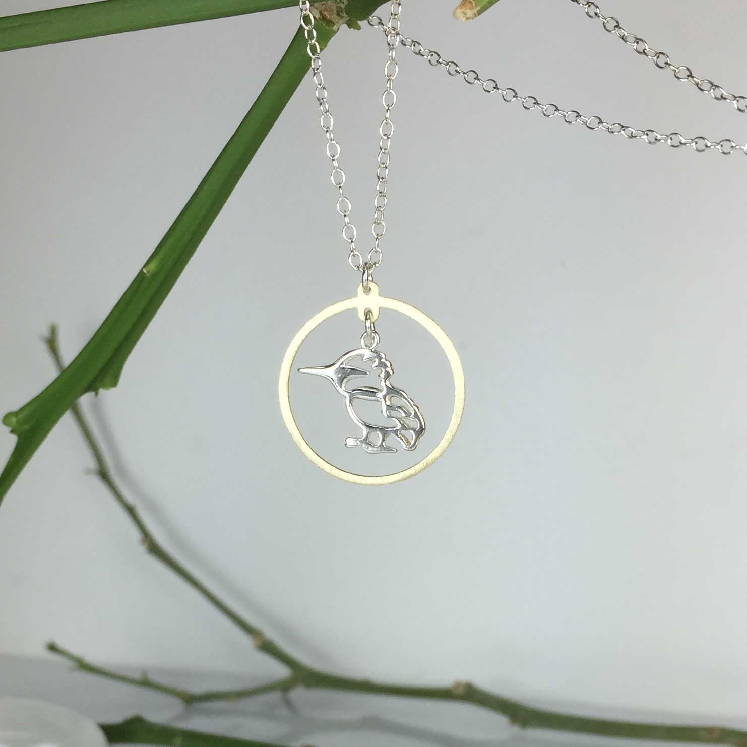 Circle Frame Brushed 14kt Gold Vermeille Amoracast - Pendants - Image 2
