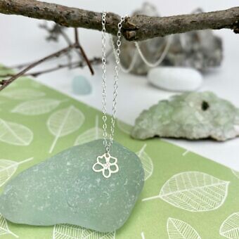 Alternative view of Single Sakura Cherry Blossom Flower Sterling Silver .925 Amoracast - Connectors Pendants Charms