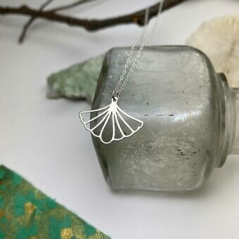 Alternative view of Large Ginkgo Leaf Brushed 14kt Gold Vermeille Amoracast - Pendants