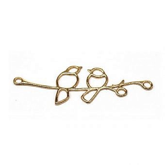 Love Birds on Branch Brushed 14kt Gold Vermeille Amoracast - Connectors Pendants