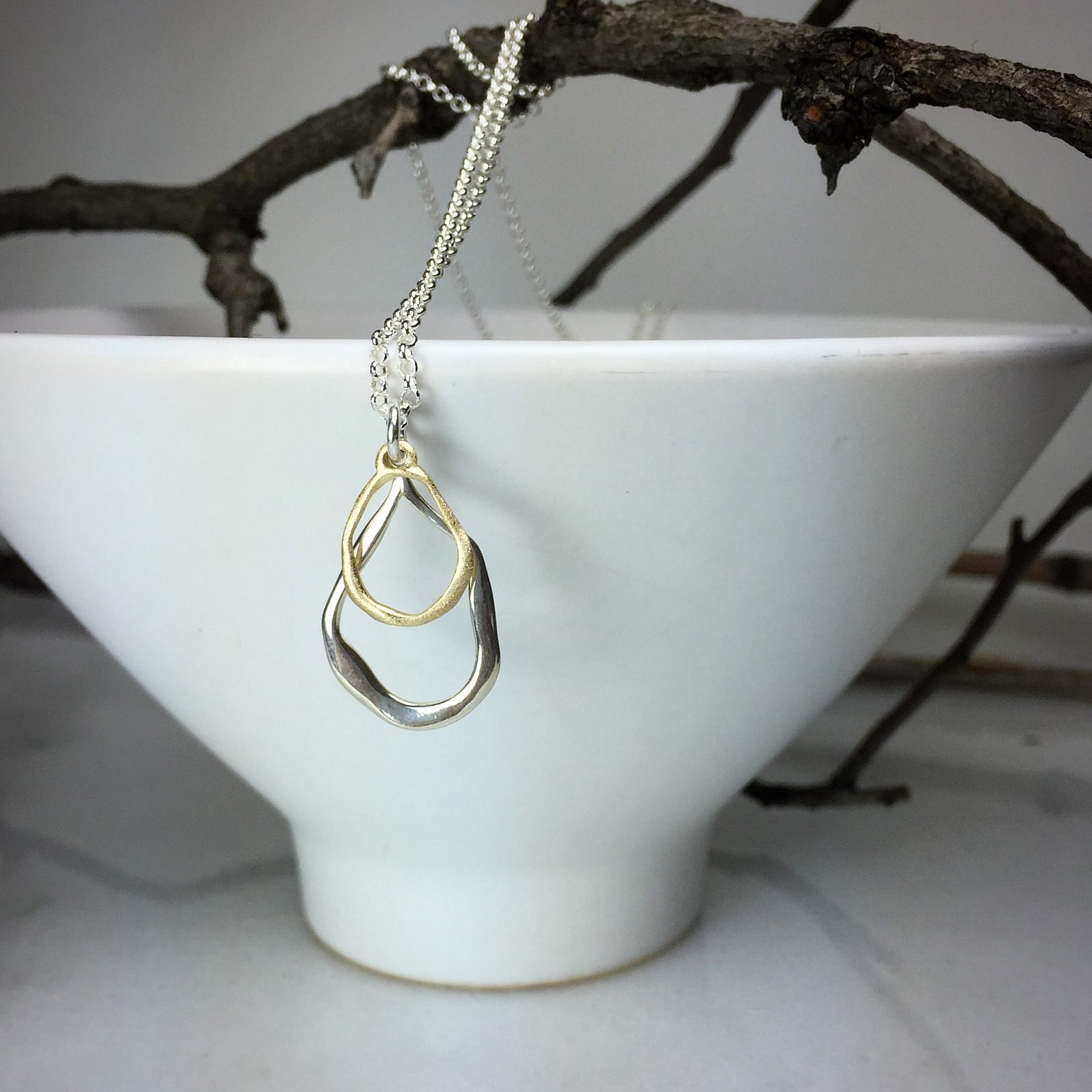Small Organic Round Frame Toggle Brushed 14kt Gold Vermeille Amoracast - Pendants Charms - Image 5