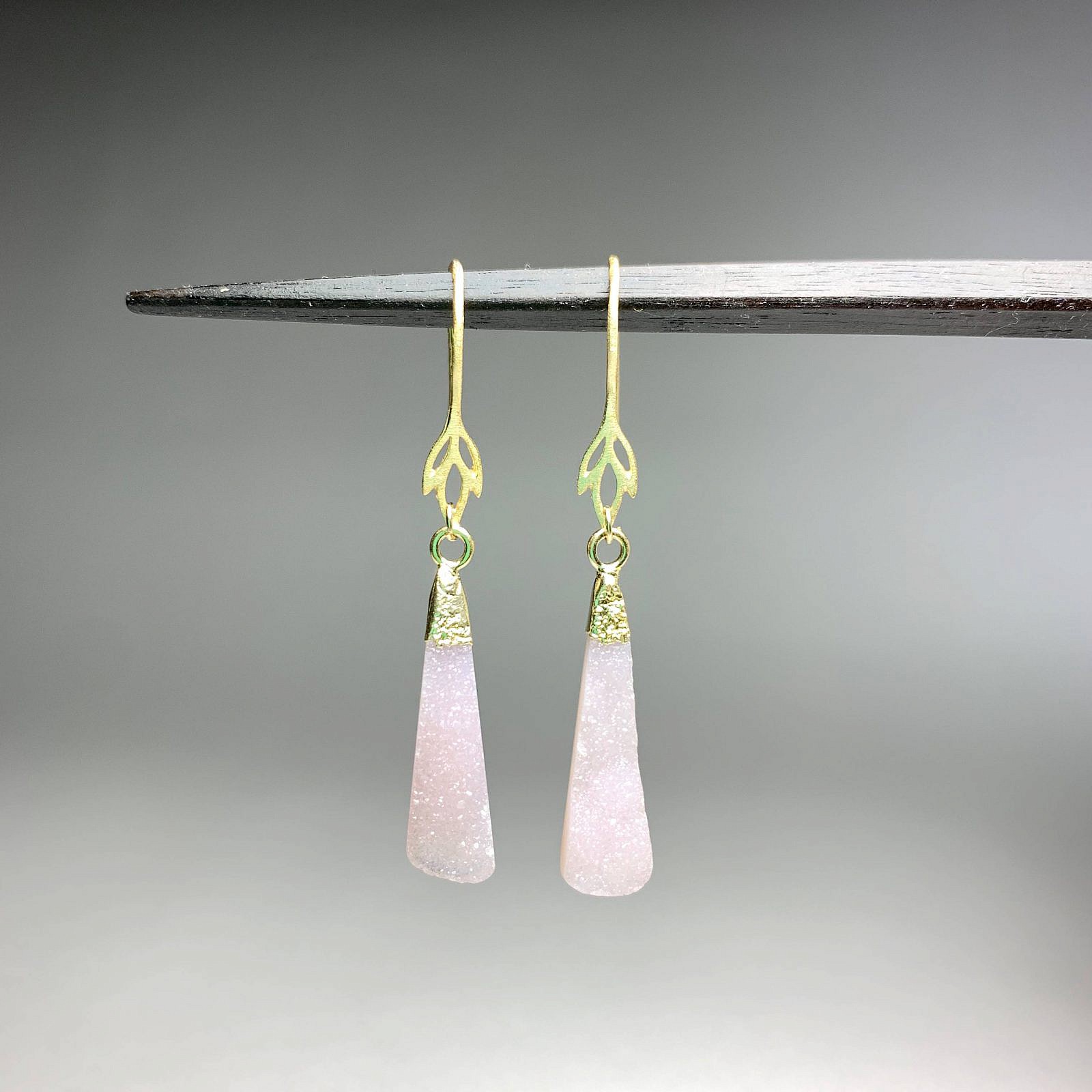 Iris Flower Hook Earrings Brushed 14kt Gold Vermeille Amoracast - Image 3