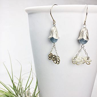 Alternative view of Double Cherry Blossom Flower Sterling Silver .925 Amoracast - Connectors Pendants Charms