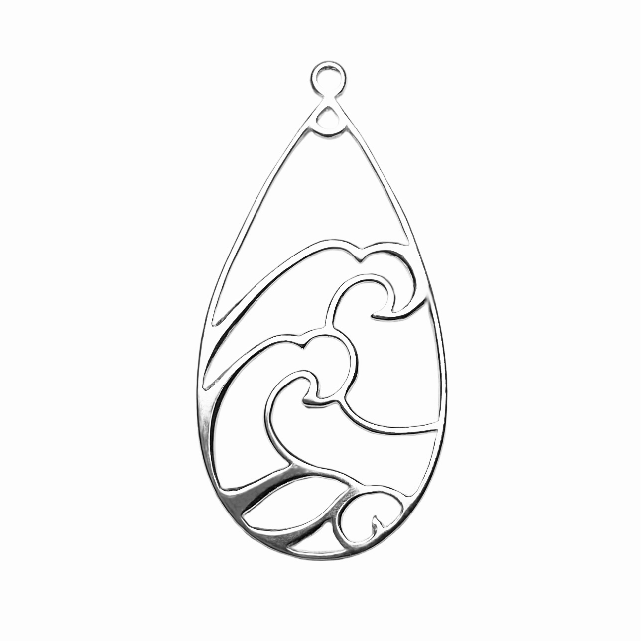 Pear Surge Waves Sterling Silver .925 Amoracast - Connectors Pendants
