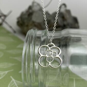 Alternative view of Large Rose Bloom Flower Sterling Silver .925 Amoracast - Connectors Pendants Charms