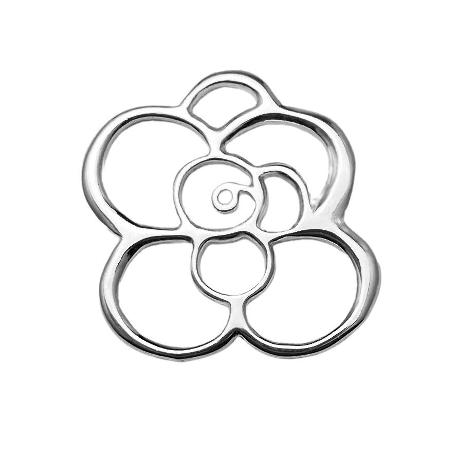 Large Rose Bloom Flower Sterling Silver .925 Amoracast - Connectors Pendants Charms