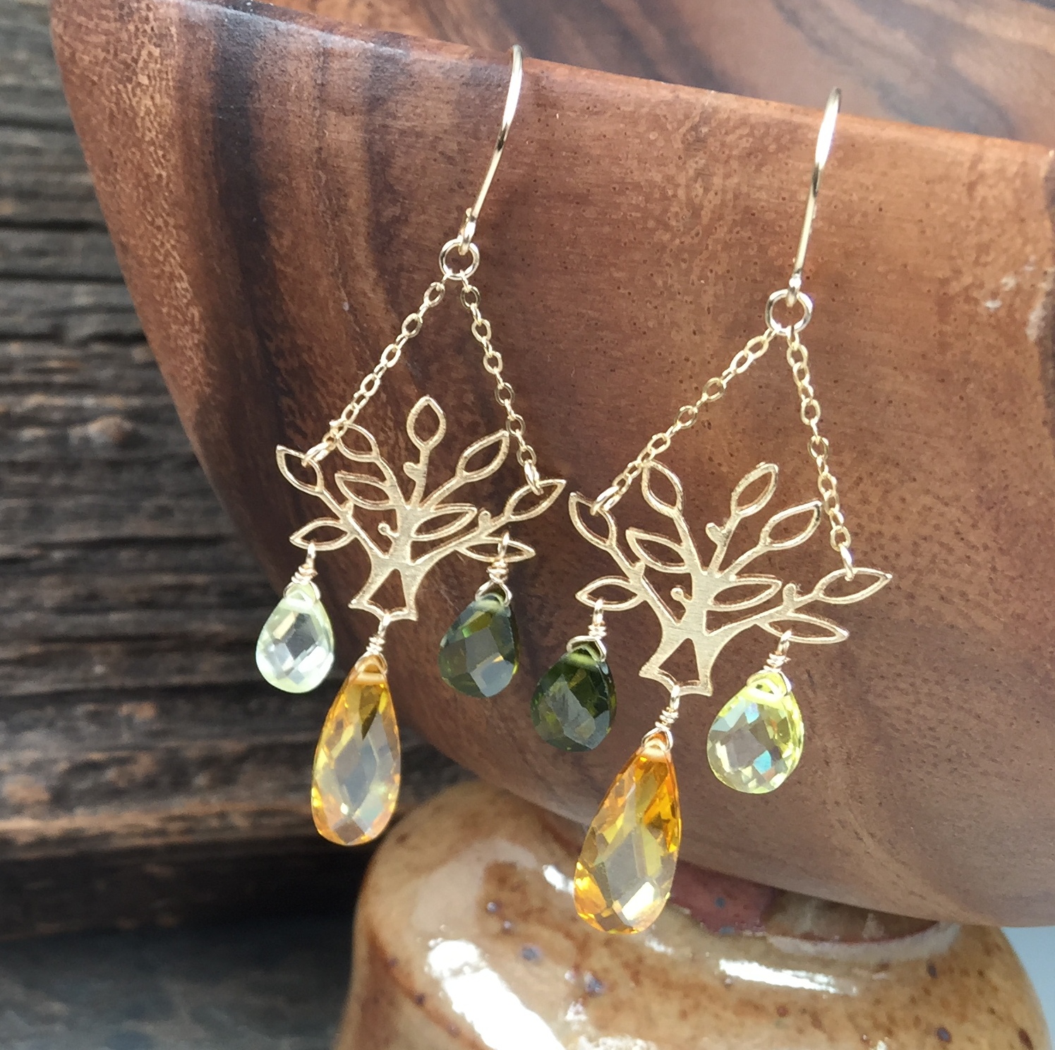 In the Forest Leafy Tree Brushed 14kt Gold Vermeille Amoracast - Connectors Pendants - Image 3