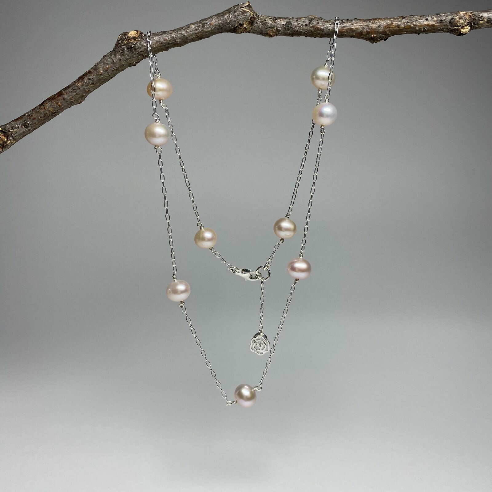 fh55s pp00a fkaks ce02s fw15s rose flower sterling silver 925 pearls lobster claw clasps paper clip chain round wire