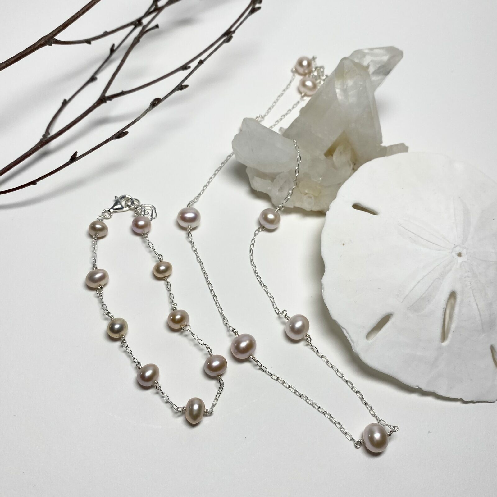 fh55s pp00a fkaks ce02s fw15s rose flower sterling silver 925 pearls lobster claw clasps paper clip chain round wire branch
