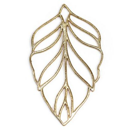 Large Birch Leaf Brushed 14kt Gold Vermeille Amoracast - Pendants