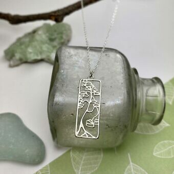 Alternative view of Bonsai Tree Rectangle Frame Sterling Silver .925 Amoracast - Pendants