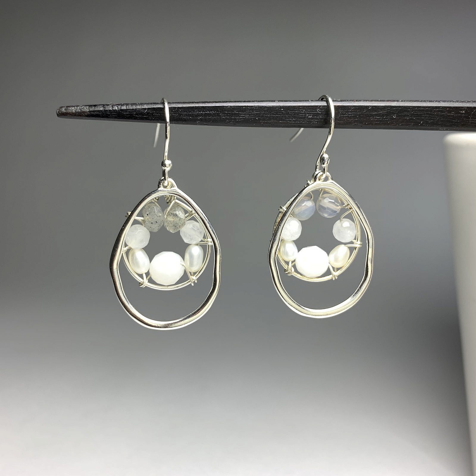 Large Organic Teardrop Pear Frame Sterling Silver .925 Amoracast - Pendants - Image 6
