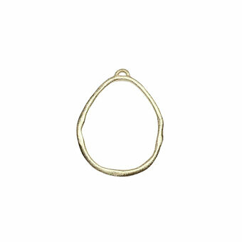 Large Organic Teardrop Pear Frame Brushed 14kt Gold Vermeille Amoracast - Pendants