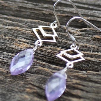 Alternative view of Rhombus Diamonds Sterling Silver .925 Amoracast - Connectors Pendants Charms