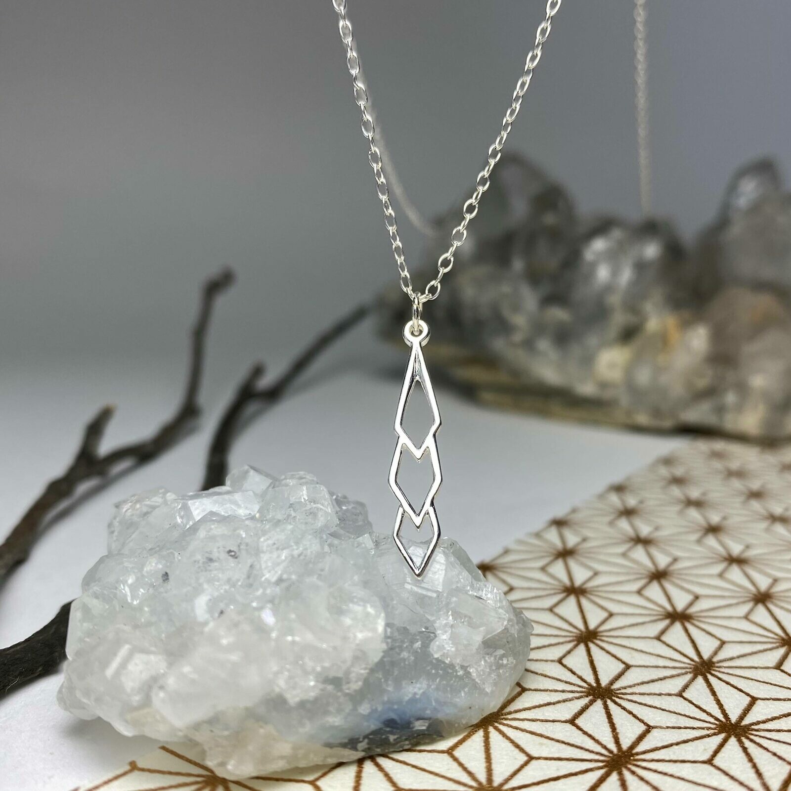 Icicle Diamond Drop Sterling Silver .925 Amoracast - Pendants Charms - Image 2