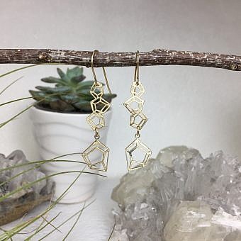 Alternative view of Diamond Cut Cluster Brushed 14kt Gold Vermeille Amoracast - Connectors Pendants Charms