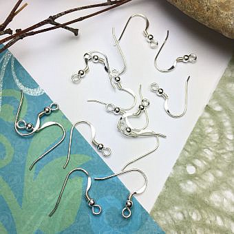 Hook Half Flat with Coil, Ball and Loop Earrings Sterling Silver .925