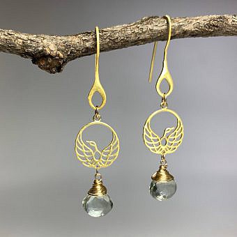 Alternative view of Organic Drop Hook Earrings Brushed 14kt Gold Vermeille Amoracast