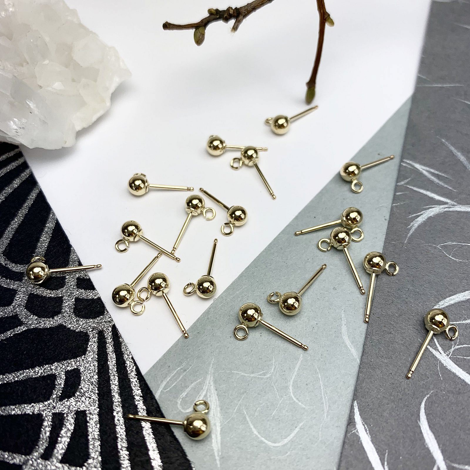 4mm Ball with Open Loop Studs Earrings 14kt Gold Filled