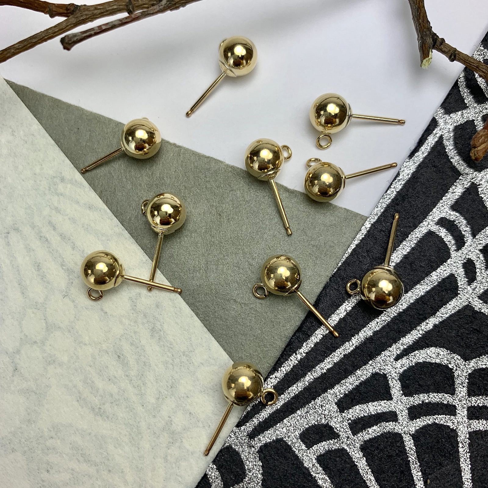 6mm Ball with Open Loop Studs Earrings 14kt Gold Filled