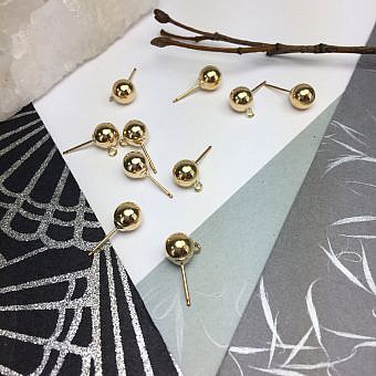 7mm Ball with Open Loop Studs Earrings 14kt Gold Filled