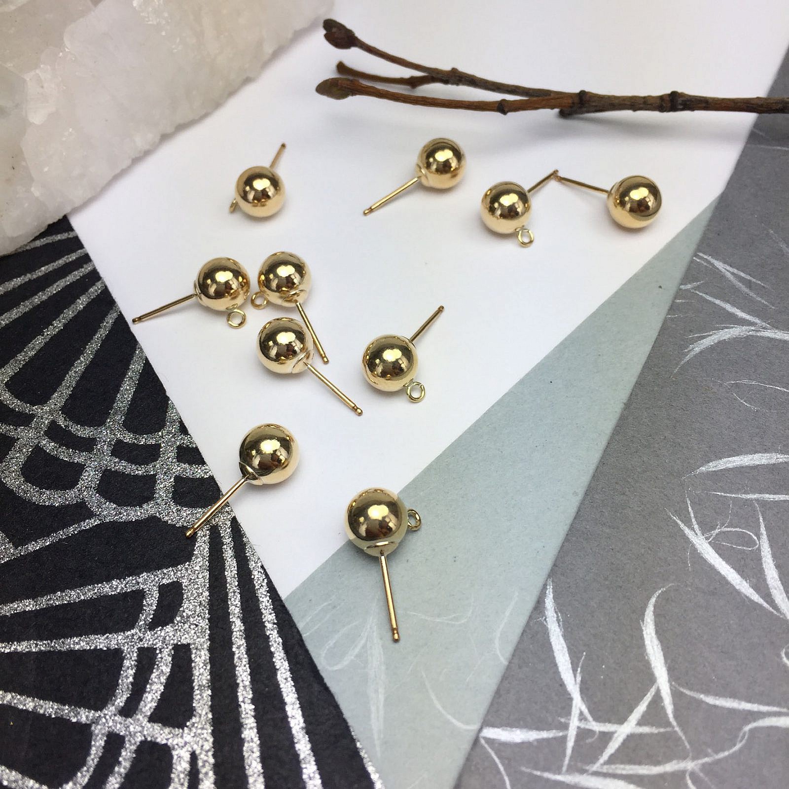 7mm Ball with Open Loop Studs Earrings 14kt Gold Filled