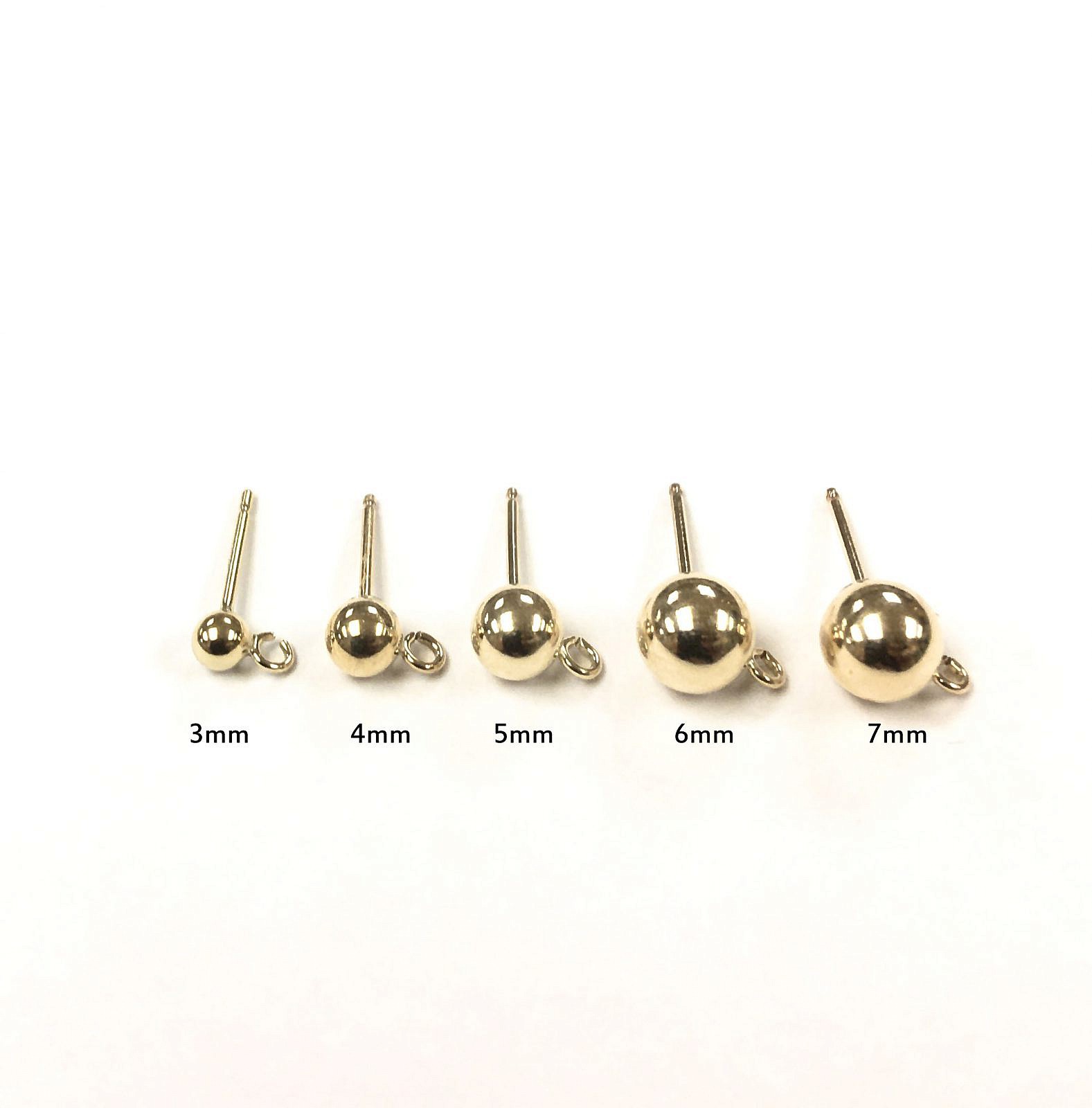 7mm Ball with Open Loop Studs Earrings 14kt Gold Filled - Image 4