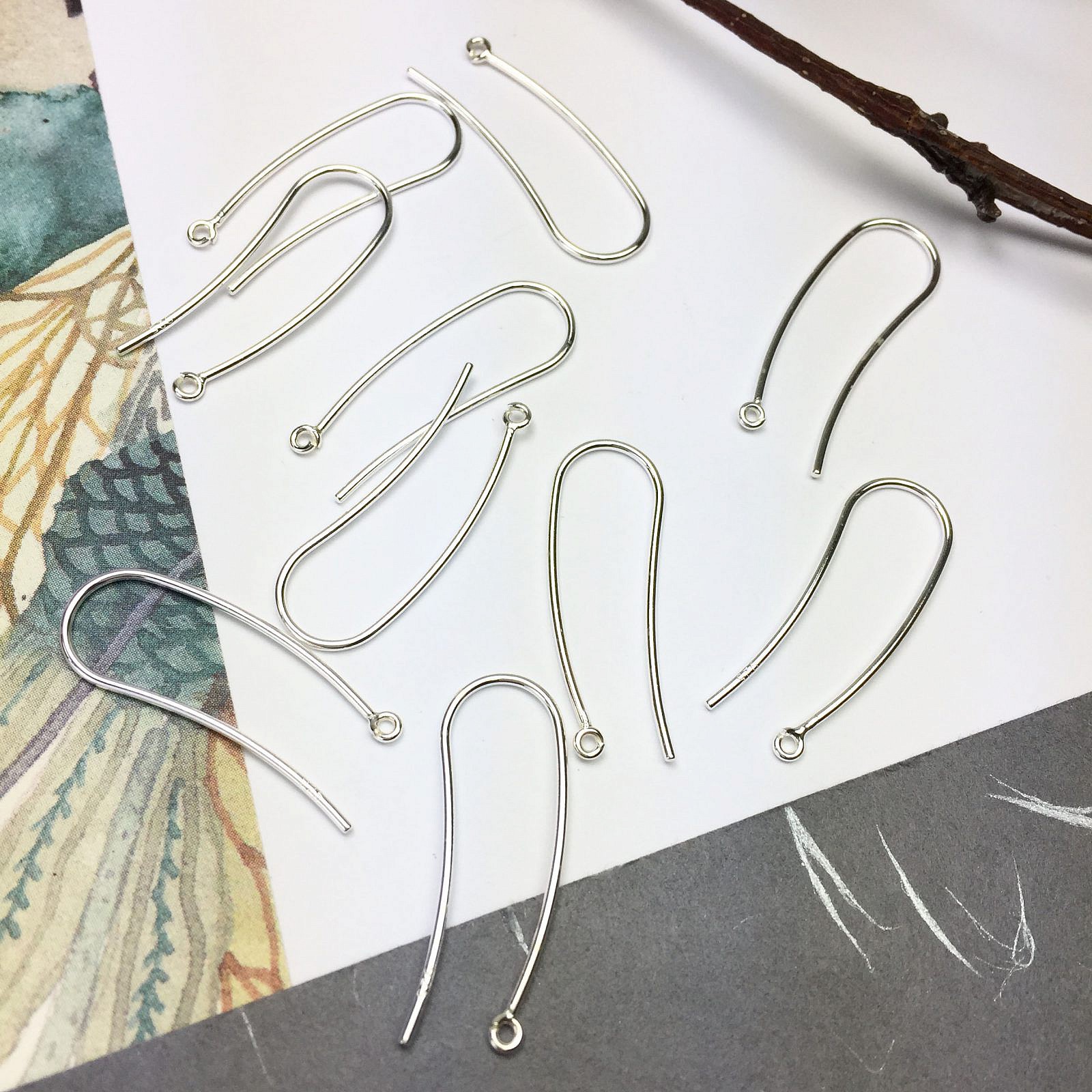 Kidney Bean Hook Earrings Sterling Silver .925