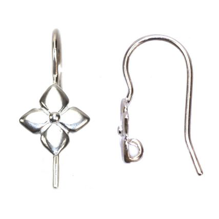 Diamond Flower Hook Earrings Sterling Silver .925 Amoracast