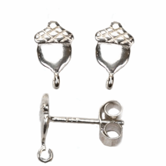 Acorn Studs with Loop Earrings Sterling Silver .925 Amoracast