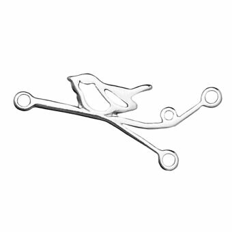 Chickadee Bird on Branch Connector Sterling Silver .925 Amoracast - Connectors Pendants