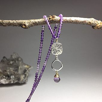 Alternative view of Leafy Sprig Branch Curved Square Frame Sterling Silver .925 Amoracast - Connectors Pendants Charms