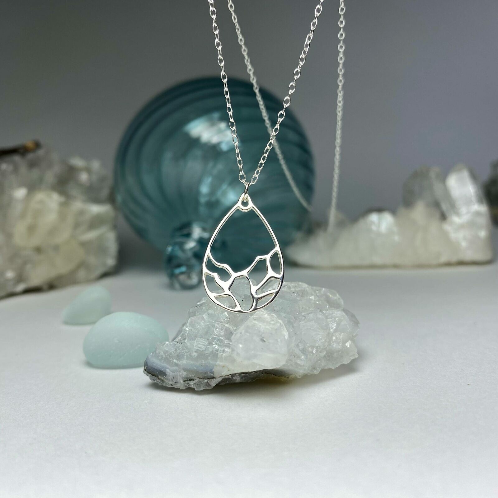Mosaic Vines Pear Teardrop Sterling Silver .925 Amoracast - Connectors Pendants - Image 2