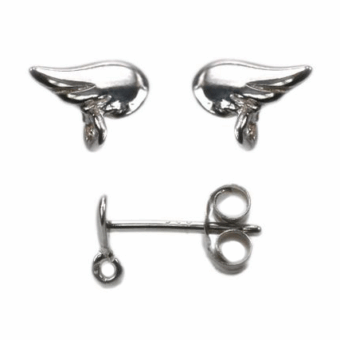 Angel Bird Wings Studs with Loop Earrings Sterling Silver .925 Amoracast