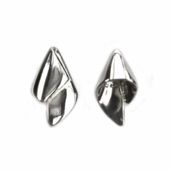 Right Fortune Cookie Flat Cone End Cap Sterling Silver .925 Amoracast