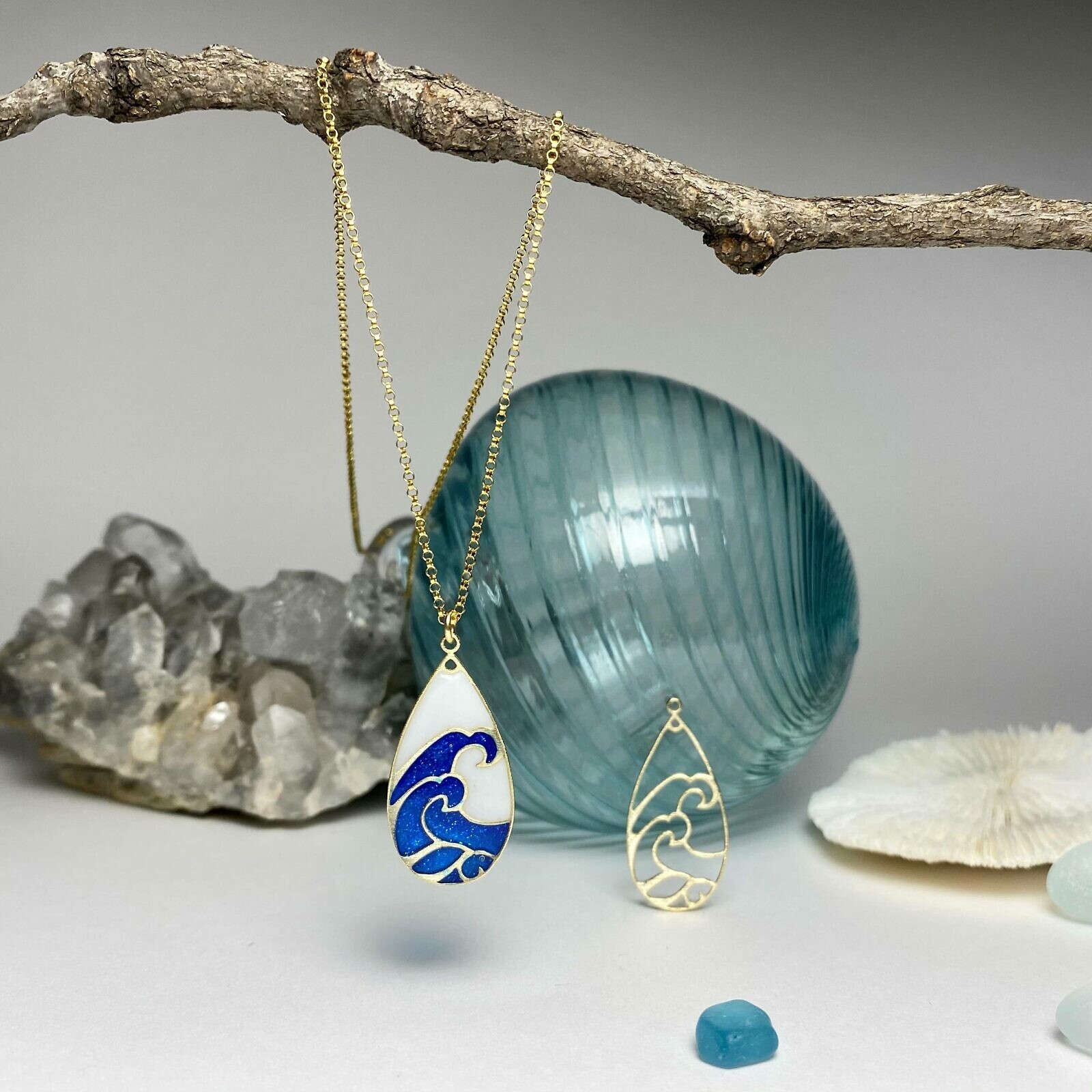 Pear Surge Waves Sterling Silver .925 Amoracast - Connectors Pendants - Image 5