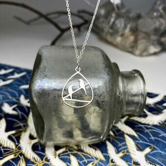 Alternative view of Birds on a Wire Teardrop Frame Sterling Silver .925 Amoracast - Pendants