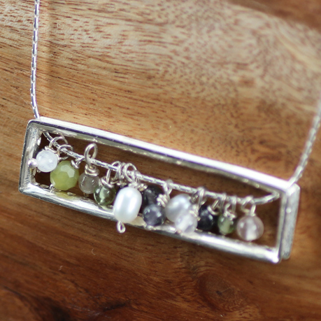 Zen Rectangle Eternity Design Frames Sterling Silver .925 Amoracast - Pendants - Image 3