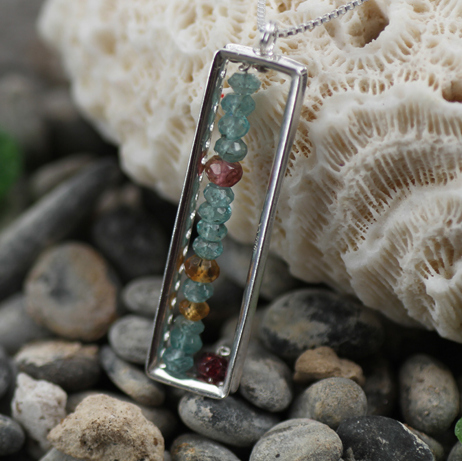Zen Rectangle Eternity Design Frames Sterling Silver .925 Amoracast - Pendants - Image 2