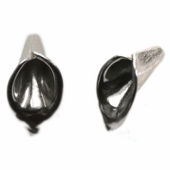 X-Large Brushed Calla Lily Flower Cone End Cap Sterling Silver .925 Amoracast