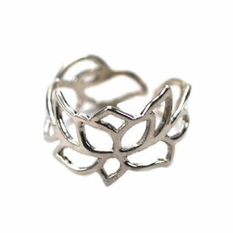 Lotus Flower Adjustable Ring Size 4-10 Sterling Silver .925 Amoracast