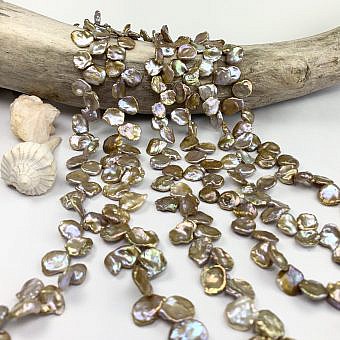 13x18mm Brown Rose Cornflake Freshwater Pearls Beads
