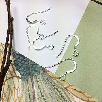 Half Flat Hook with Loop Earrings Sterling Silver .925