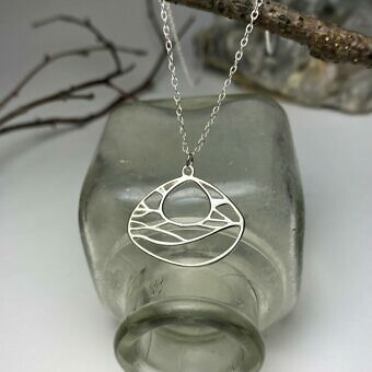 Alternative view of Landscape Branches Chubby Teardrop Frame Sterling Silver .925 Amoracast - Pendants